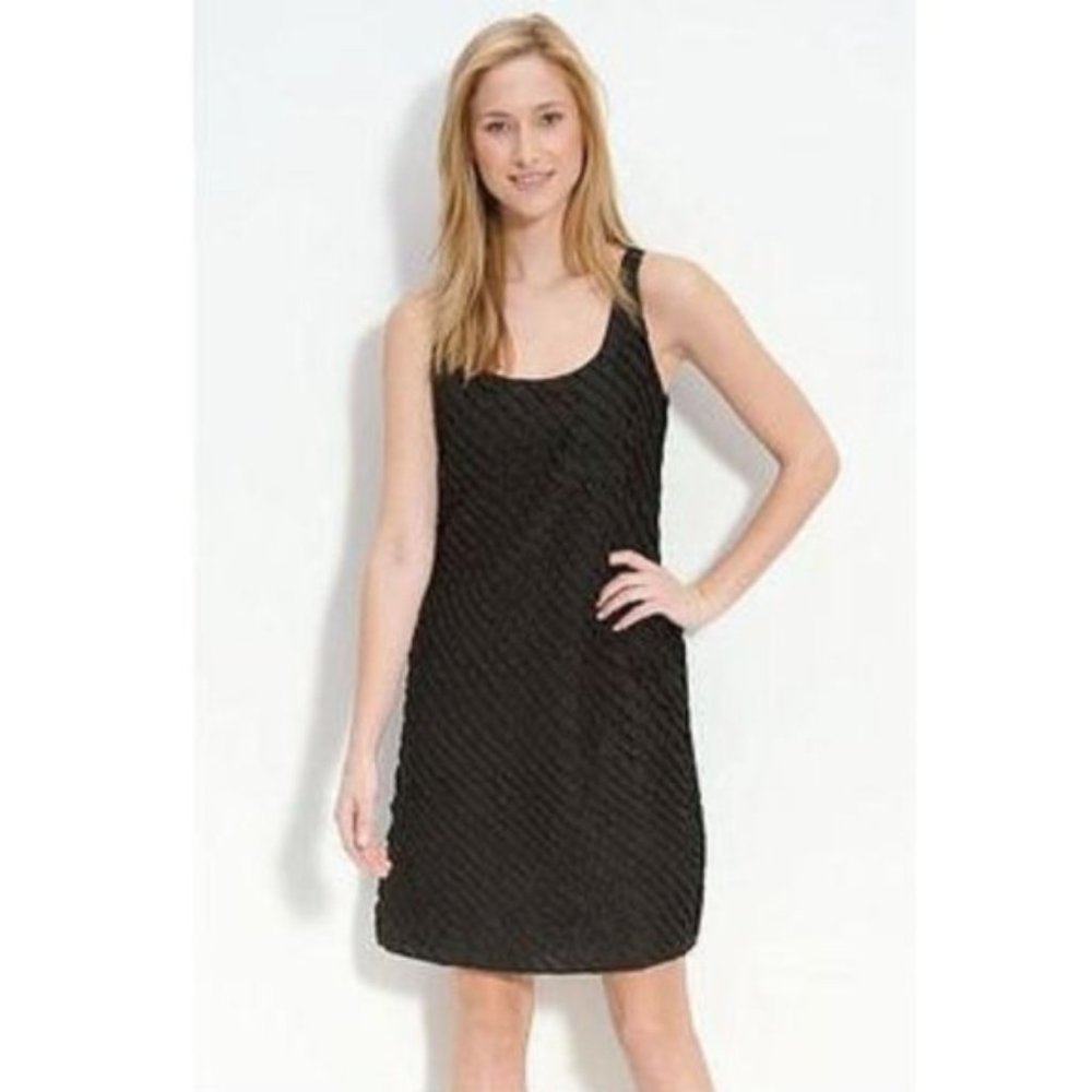 Eileen Fisher 100% Silk Ruffled Sheath Cocktail Party Dress - 8